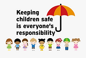 White background with text that reads Keeping children safe is everyone's responsibility.