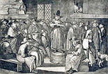Drawing of an Early Mormon Meeting