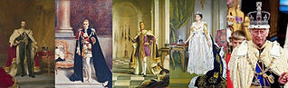 The Windsors - portraits left to right George V, Edward VIII, George VI, Elizabeth II, Cha
