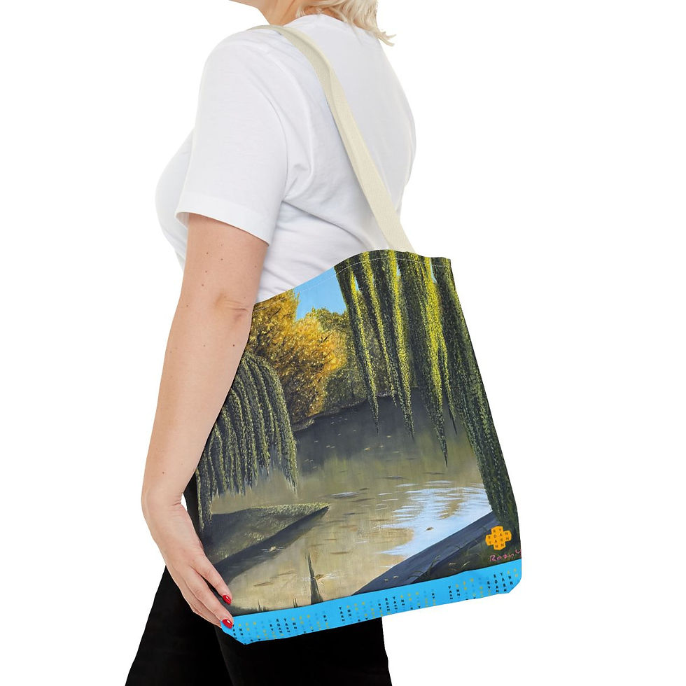 Thumbnail: Summering Willow and Pond Beach Tote Bag (AOP)