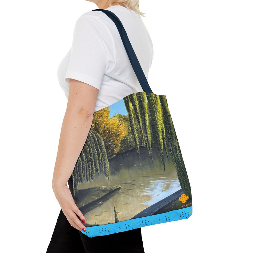 Thumbnail: Summering Willow and Pond Beach Tote Bag (AOP)