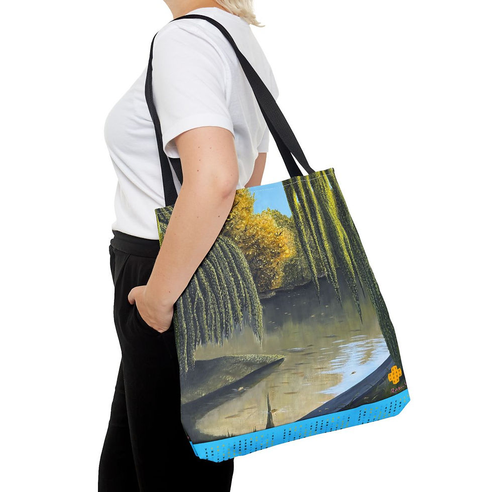 Thumbnail: Summering Willow and Pond Beach Tote Bag (AOP)