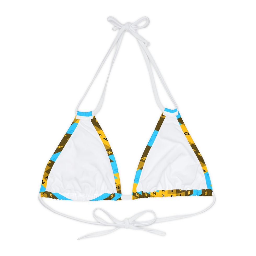 Thumbnail: Cross I Strappy Triangle Bikini Top (AOP)