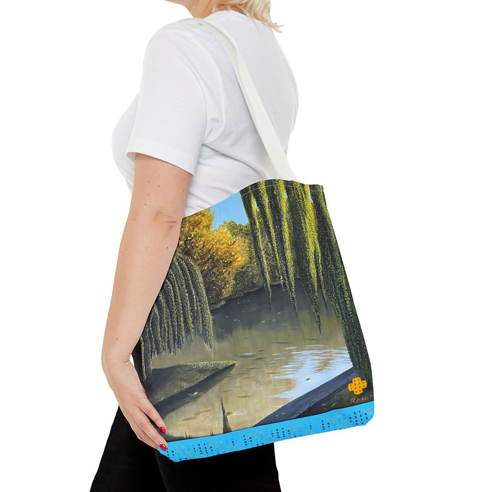 Thumbnail: Summering Willow and Pond Beach Tote Bag (AOP)