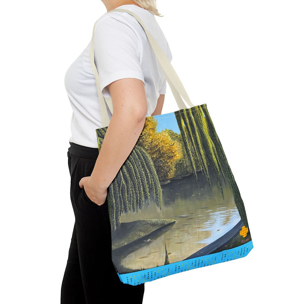 Thumbnail: Summering Willow and Pond Beach Tote Bag (AOP)