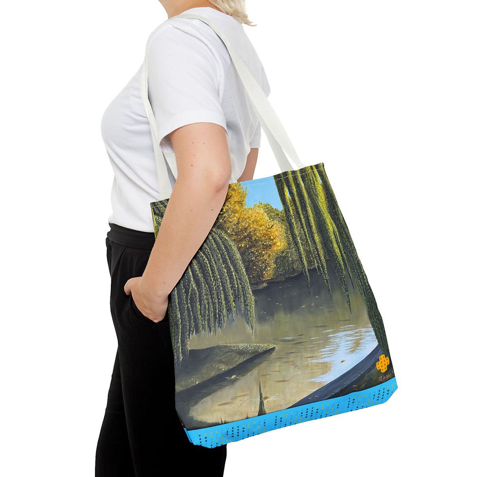 Thumbnail: Summering Willow and Pond Beach Tote Bag (AOP)