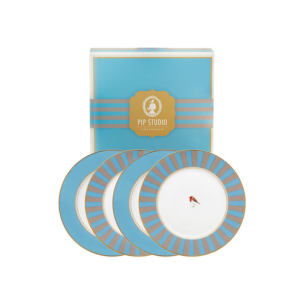 conjunto prato pão porcelana decorada passarinho