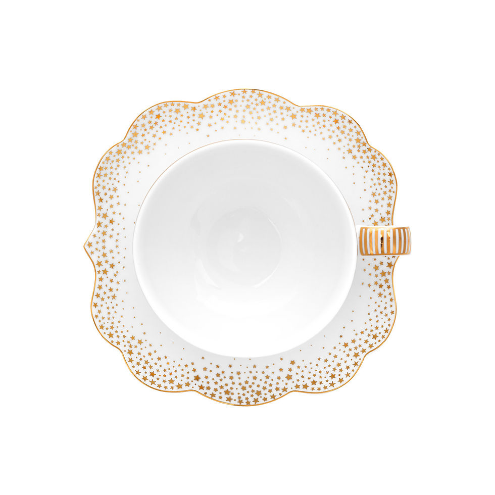 Miniatura: xícara de cafezinho branco com dourado louça natal porcelana