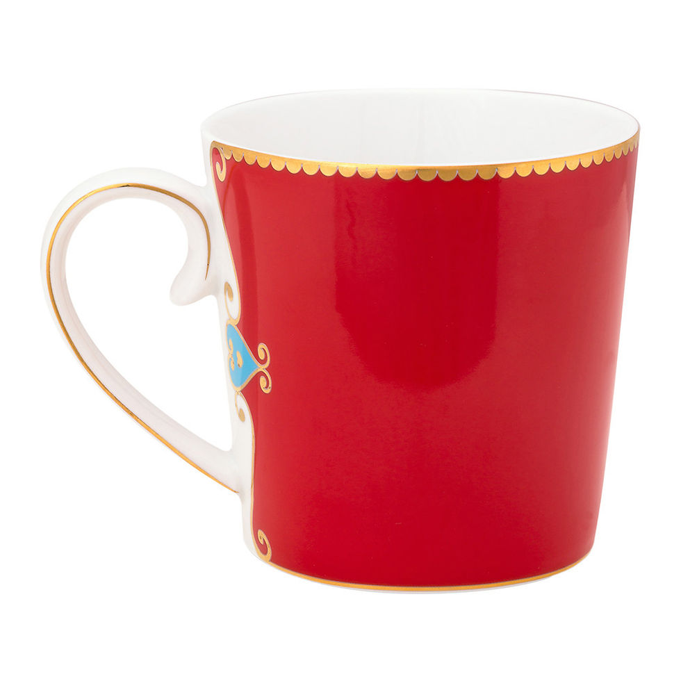 Miniatura: caneca grande medallion vermelha passarinho porcelana