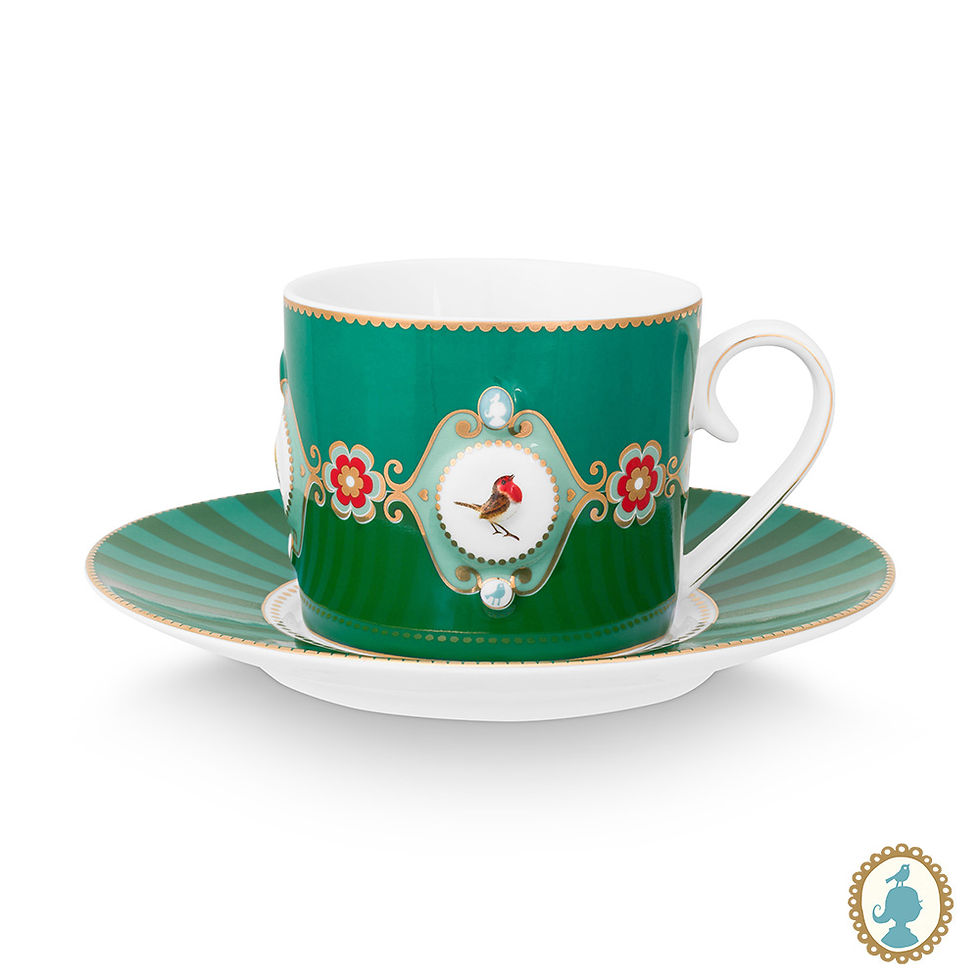 Miniatura: Set/2 Xícaras de Chá Medallion Esmeralda/Verde - Love Birds - Pip Studio