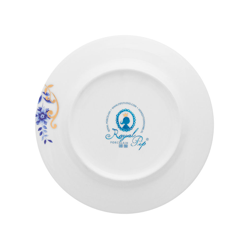 Miniatura: prato pão listrado azul porcelana mesa posta