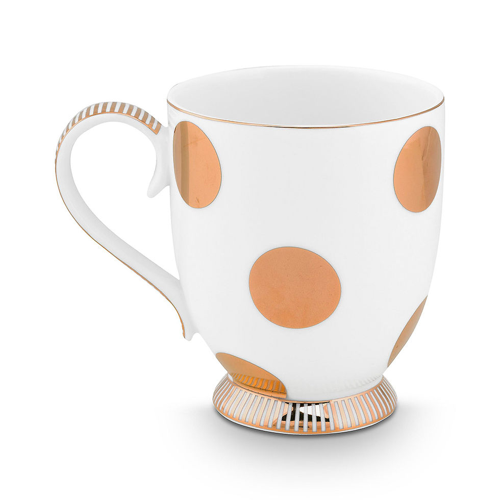 Miniatura: caneca branca bolas douradas porcelana fina holandesa