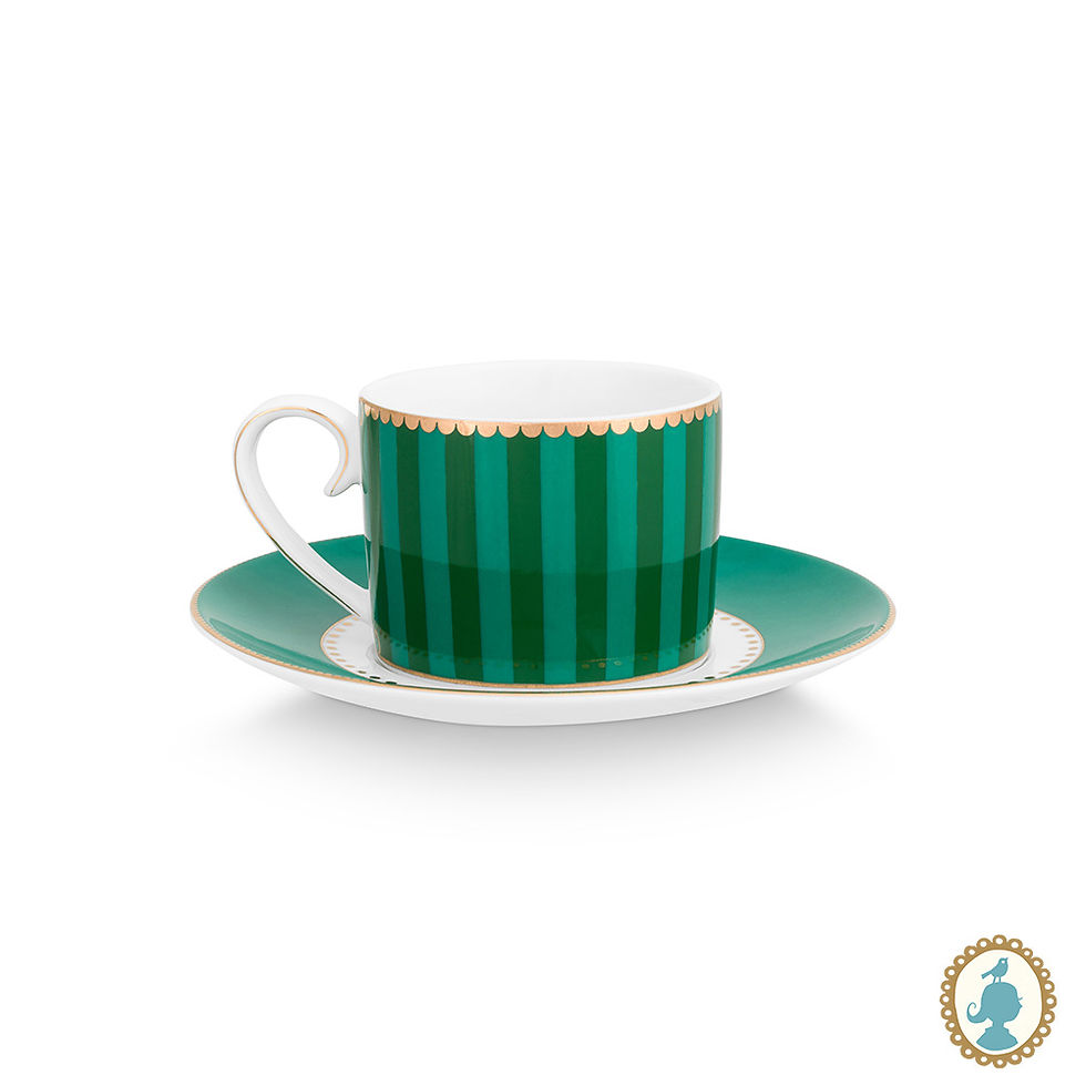 Miniatura: Set/2 Xícaras de Cafezinho Stripes Esmeralda/Verde - Love Birds - Pip Studio