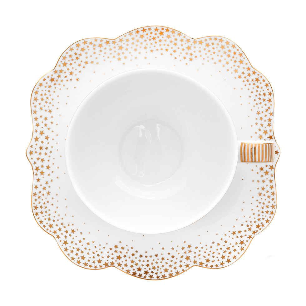 Miniatura: xícara de cha branco com dourado louça natal porcelana