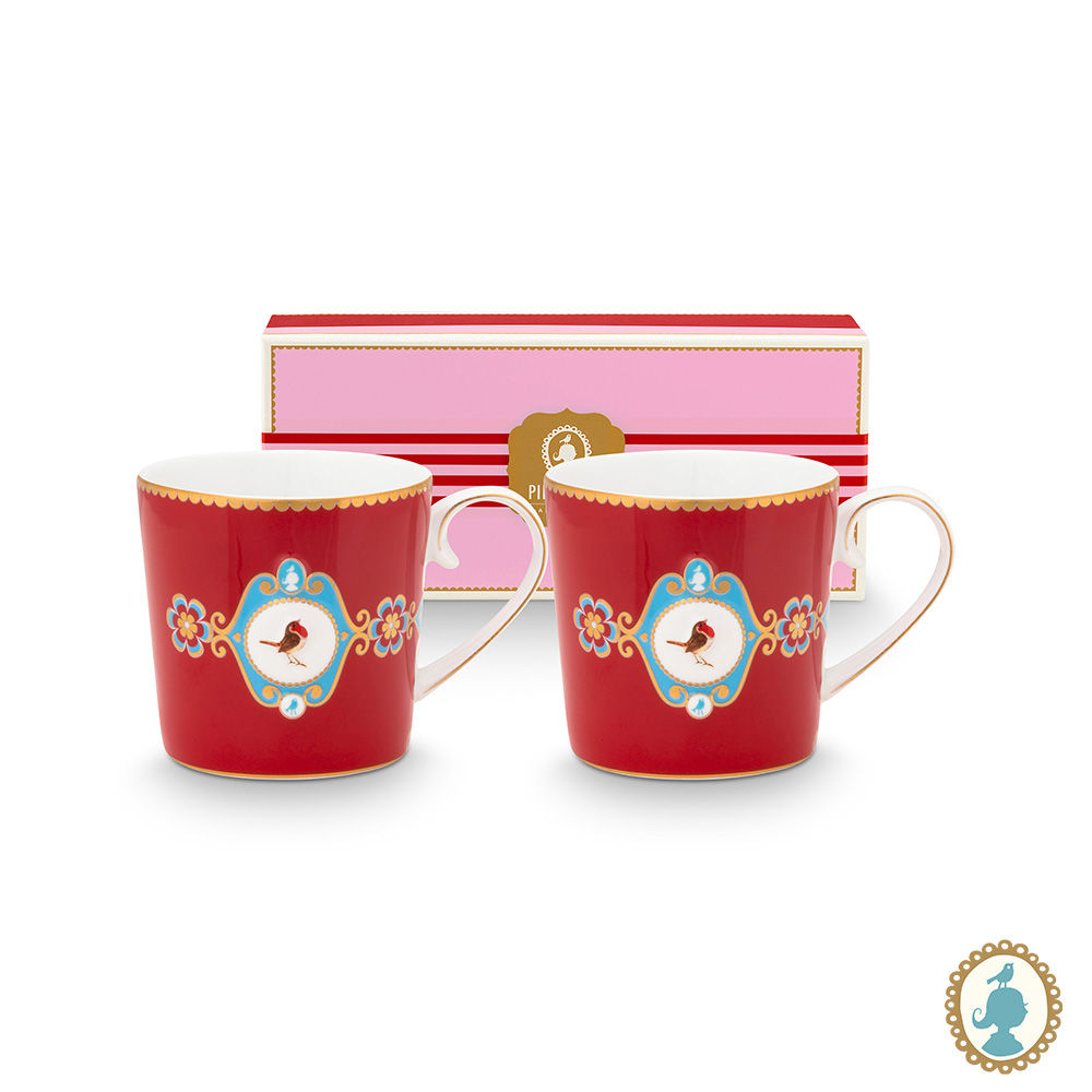 Set/2 Canecas Pequenas Medallion Vermelho - Love Birds - Pip Studio