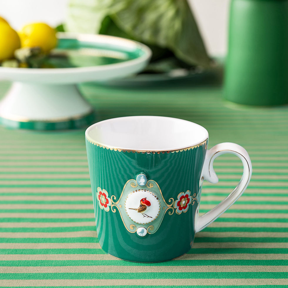 Miniatura: Set/2 Canecas Grandes Medallion Esmeralda - Love Birds - Pip Studio