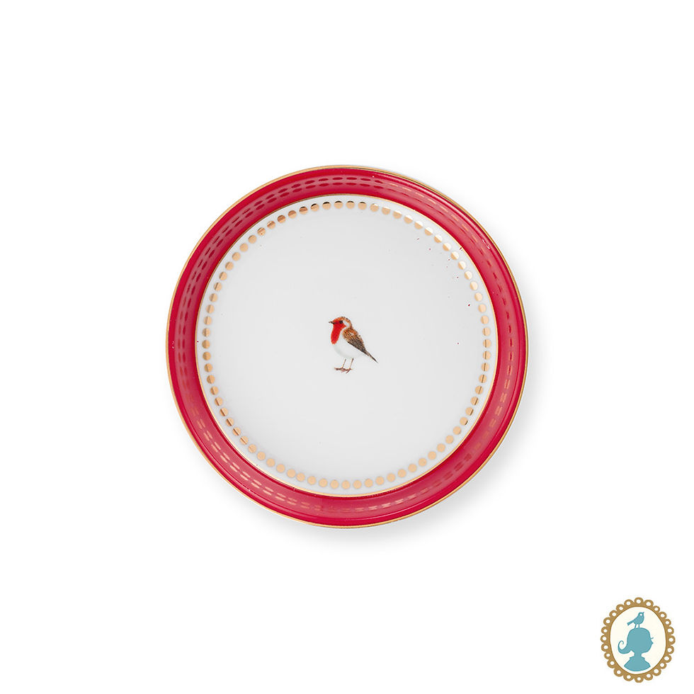Miniatura: Set Tea for One 3 pcs Medallion Stripes Vermelho/Rosa - Love Birds - Pip Studio
