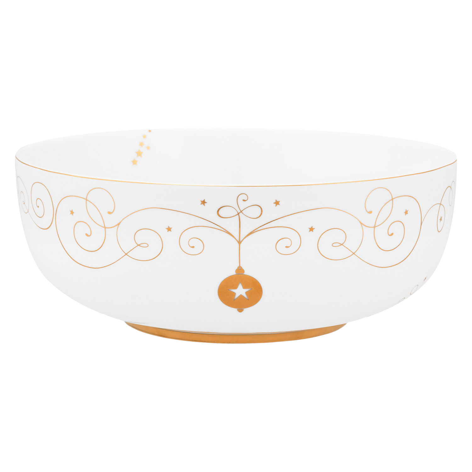 tigela branca com dourado louça natal porcelana pip