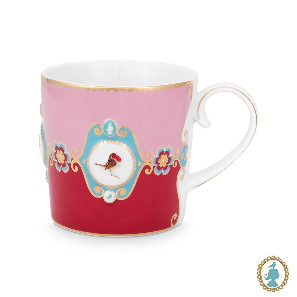 Miniatura: Set/2 Canecas Pequenas Medallion Vermelho/Rosa - Love Birds - Pip Studio