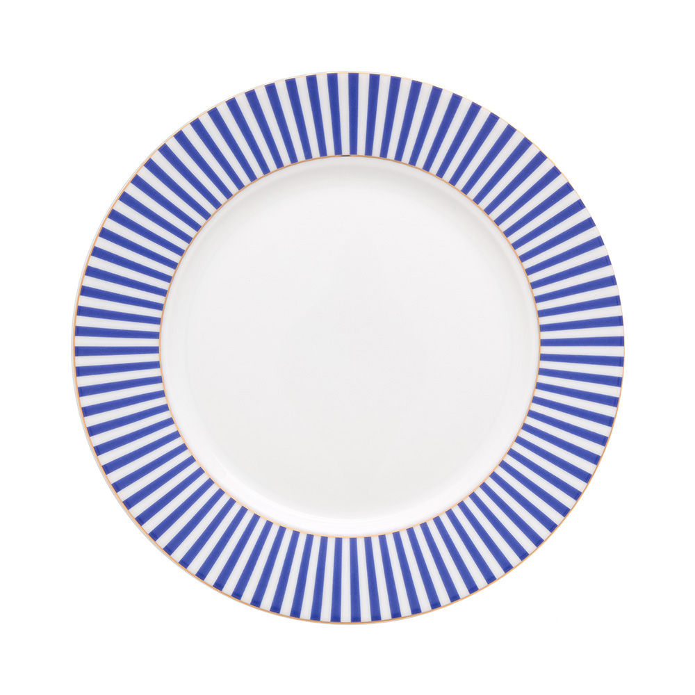 prato sobremesa listrado azul mesa jantar porcelana