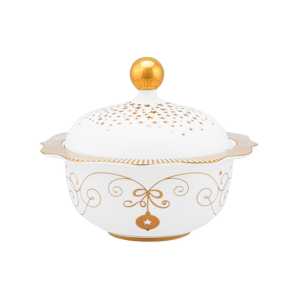 açucareiro branco com dourado louça natal porcelana holandesa