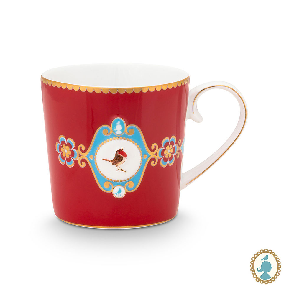 Miniatura: Set/2 Canecas Pequenas Medallion Vermelho - Love Birds - Pip Studio