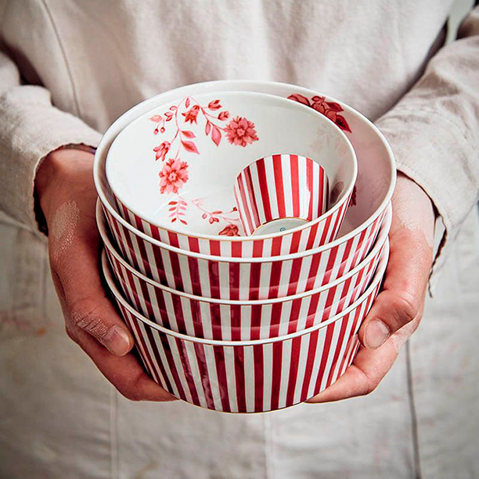 Miniatura: xícara para ovo listrado rosa porcelana mesa posta