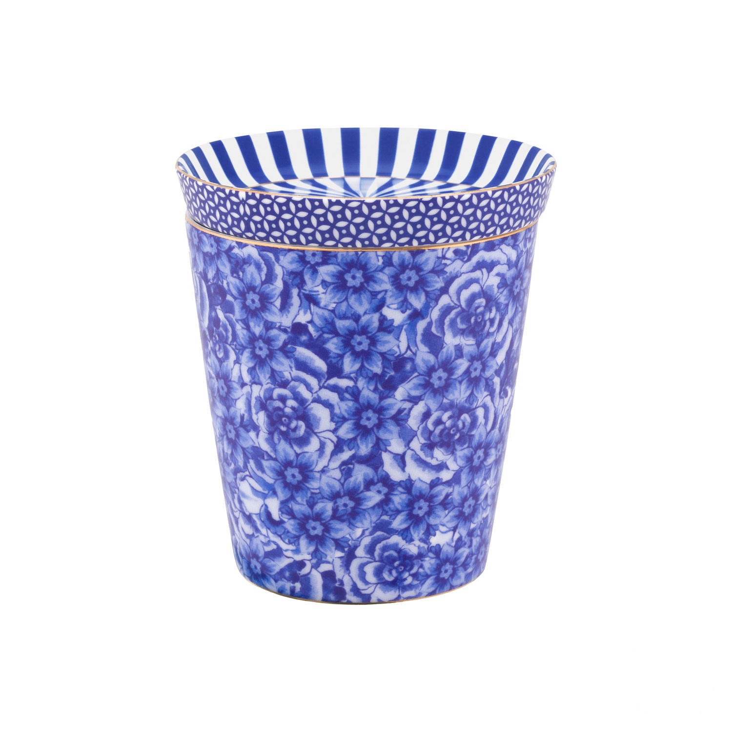 caneca sem alça flores e mini prato listras conjunto presente porcelana Pip Studio