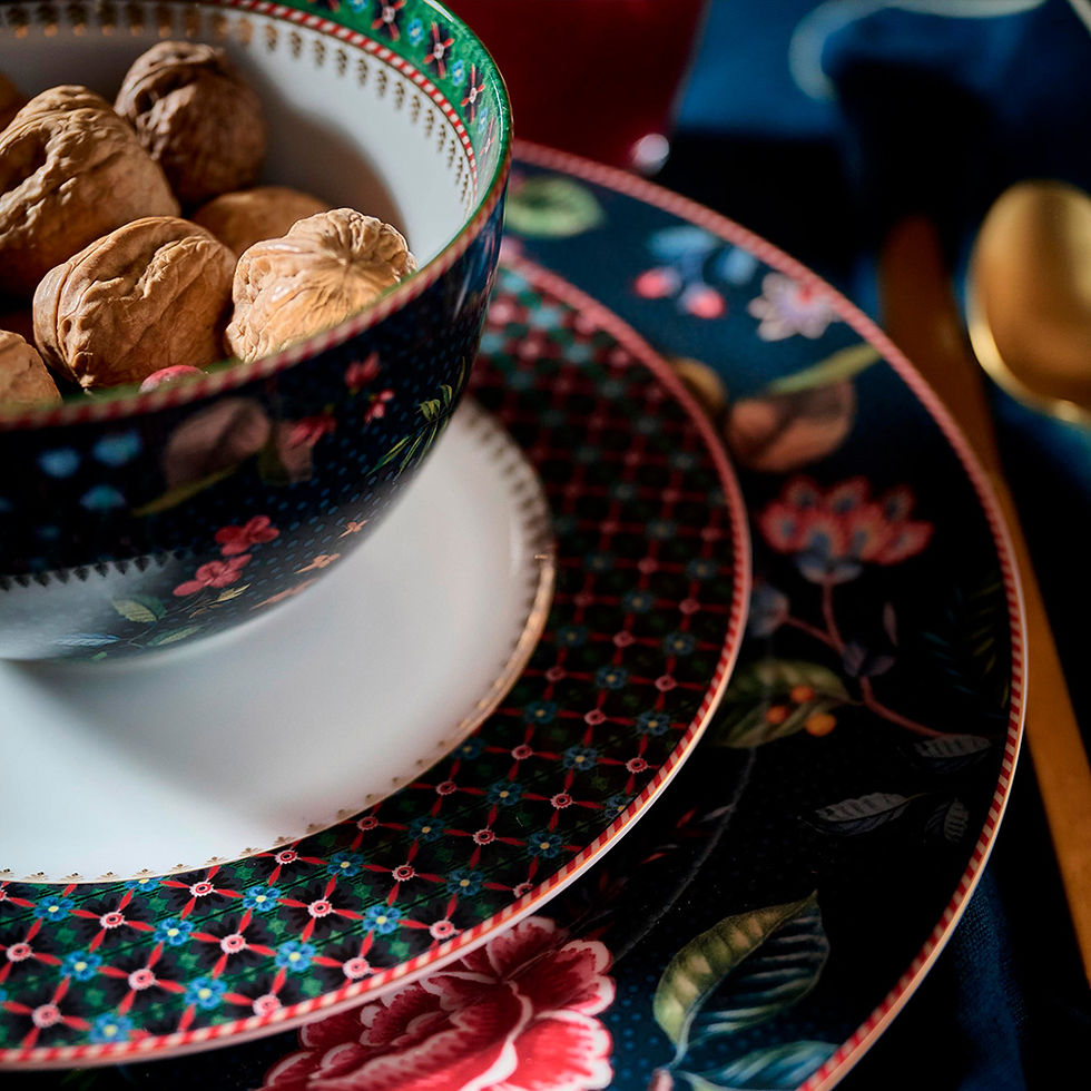 Miniatura: prato de sobremesa azul verde decorado porcelana mesa posta