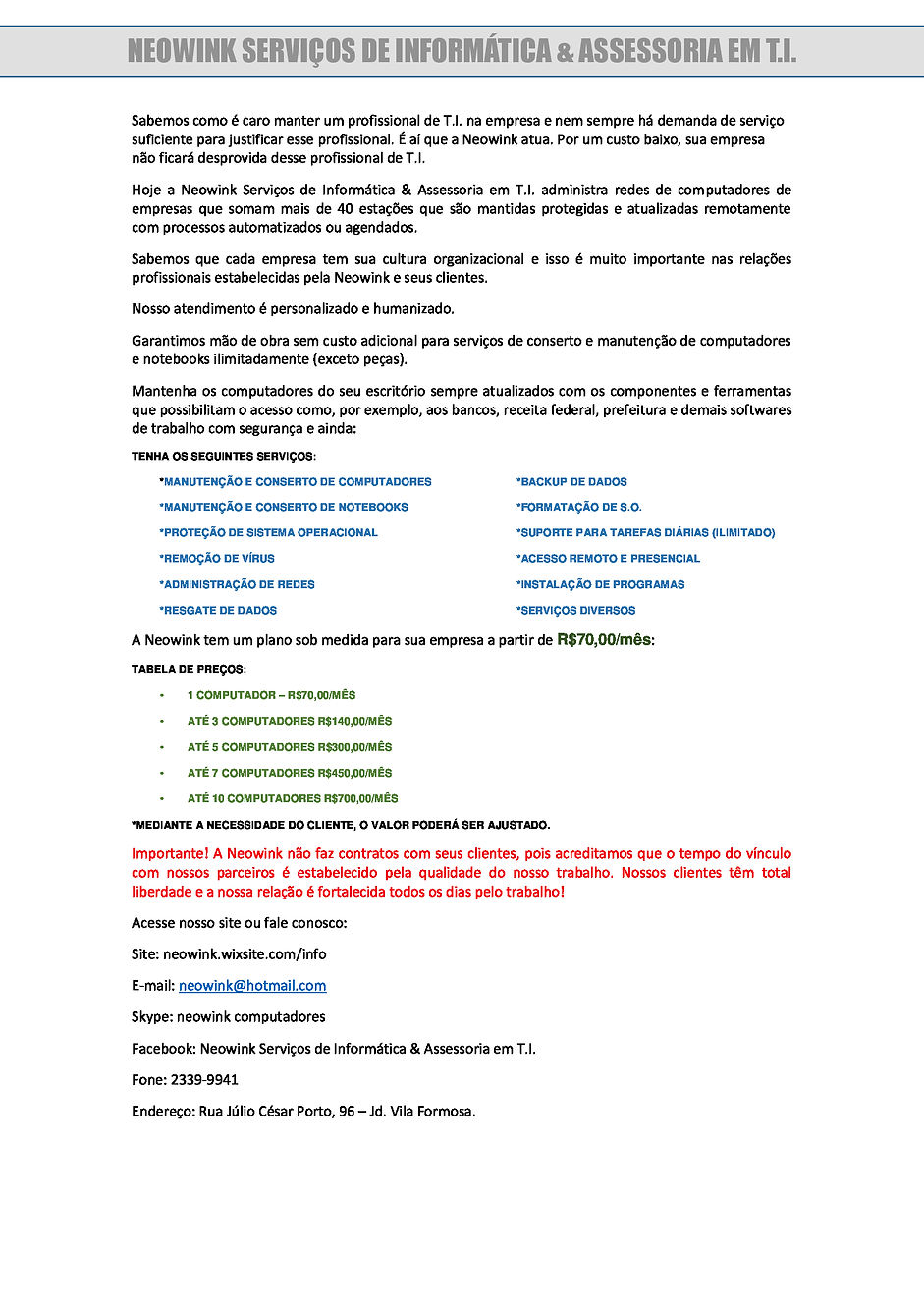 Assessoria de T.I. para empresas