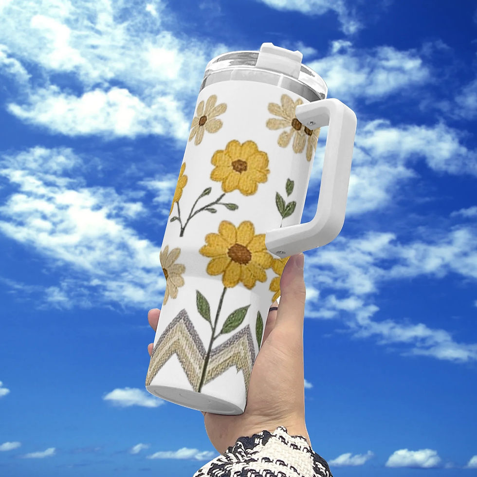 Thumbnail: Lyllybee 40oz Stainless Steel Tumbler White Handle Straw