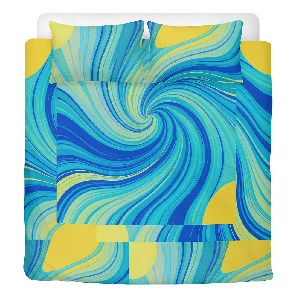 Thumbnail: Lyllybee Azure Currents 3-Piece Duvet Set