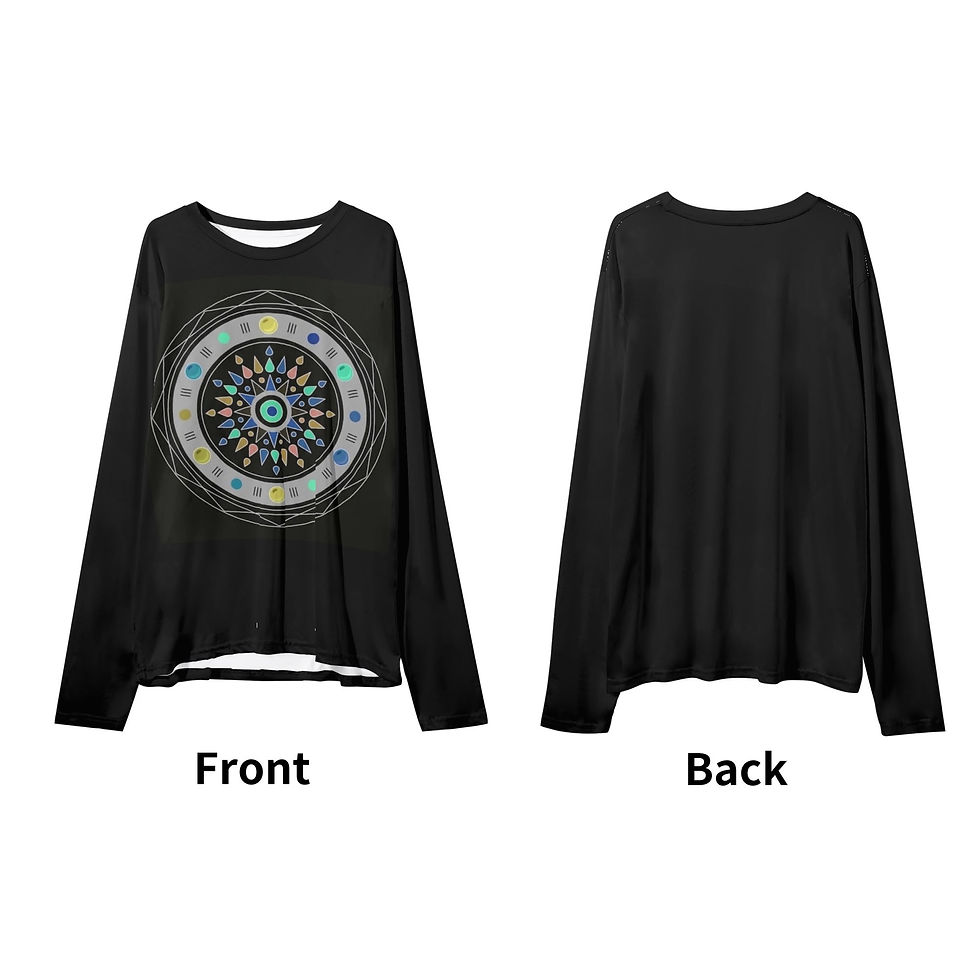 Thumbnail: Lyllybee BLK Geometric Mandala Art Crew Long Sleeve Shirt