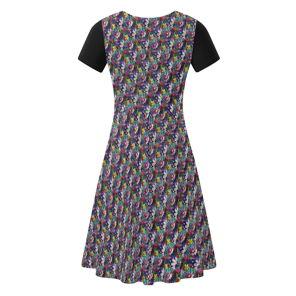 Thumbnail: Lyllybee Cosmos Silhouette Ruffle Hem Dress