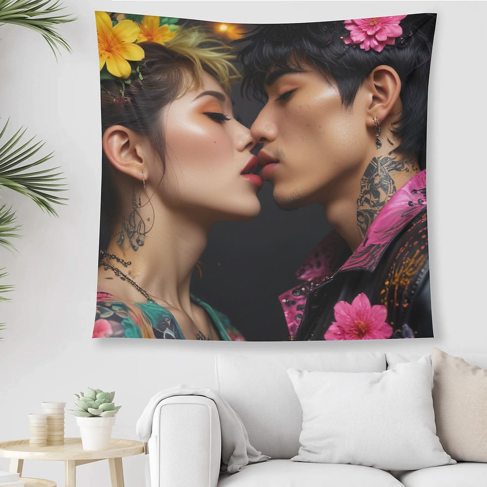 الصورة المصغرة: lyllybee NY Summer Kiss Polyester Peach Skin Wall Tapestry 6 Sizes