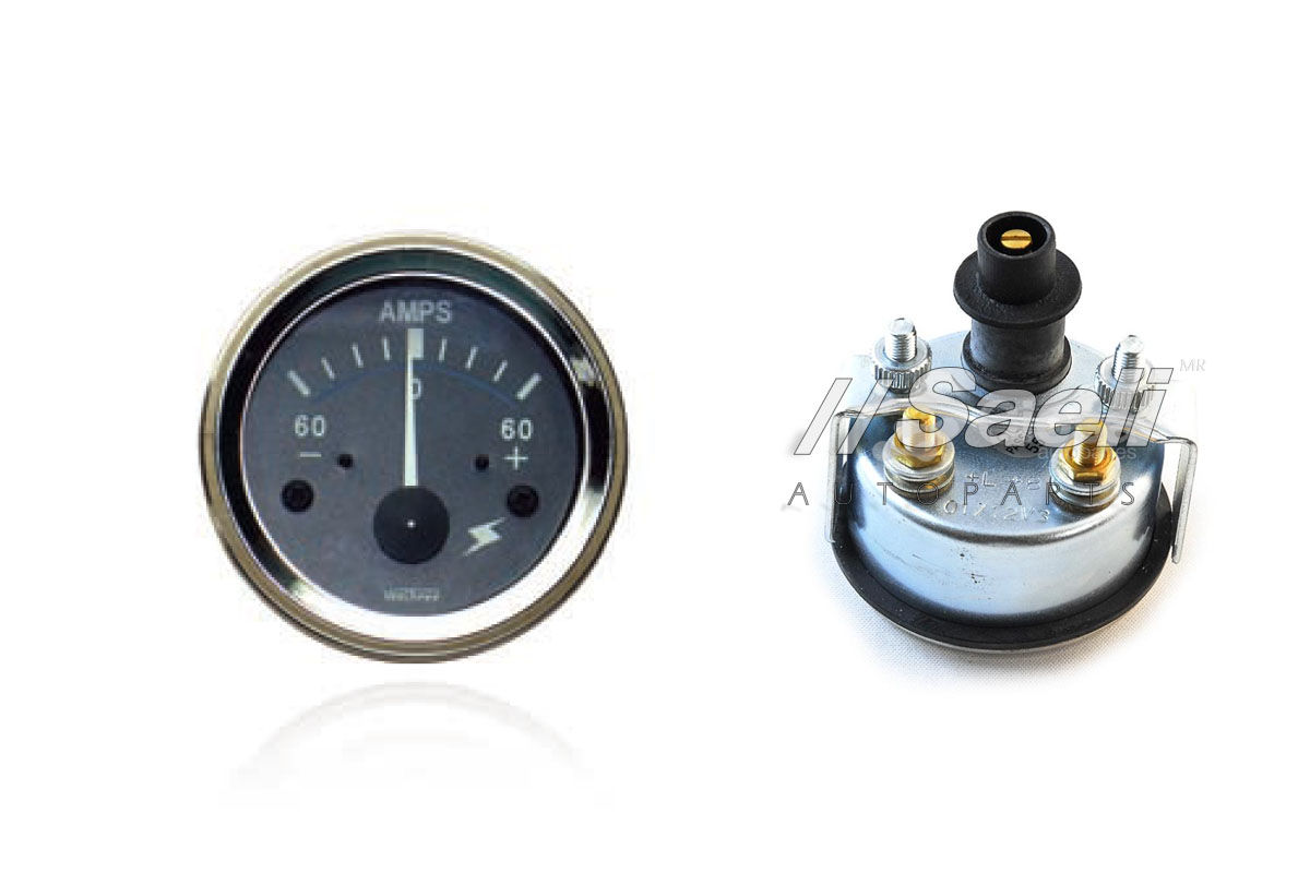 Amperimetro 60 x 60 bornes normales diametro 52 mm bisel cromado