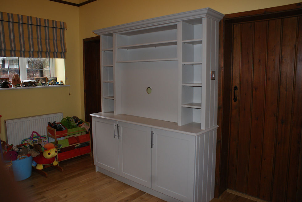 painted kids playroom media unit