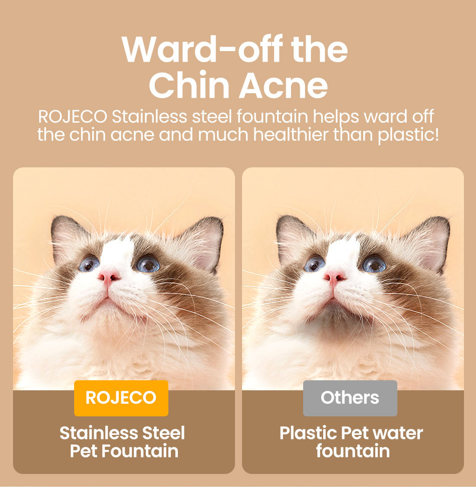 Thumbnail: ROJECO Stainless Steel Pet Drinking Fountain Automatic Cat Water Fountain Smar