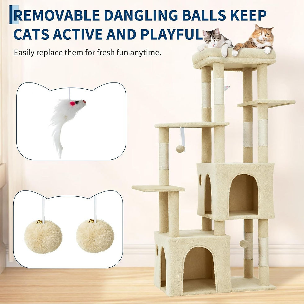 Thumbnail: 61 Inch Large Cat Tree Tower with 7 Scratching Posts 2 Cat Condos Top Perch Mult