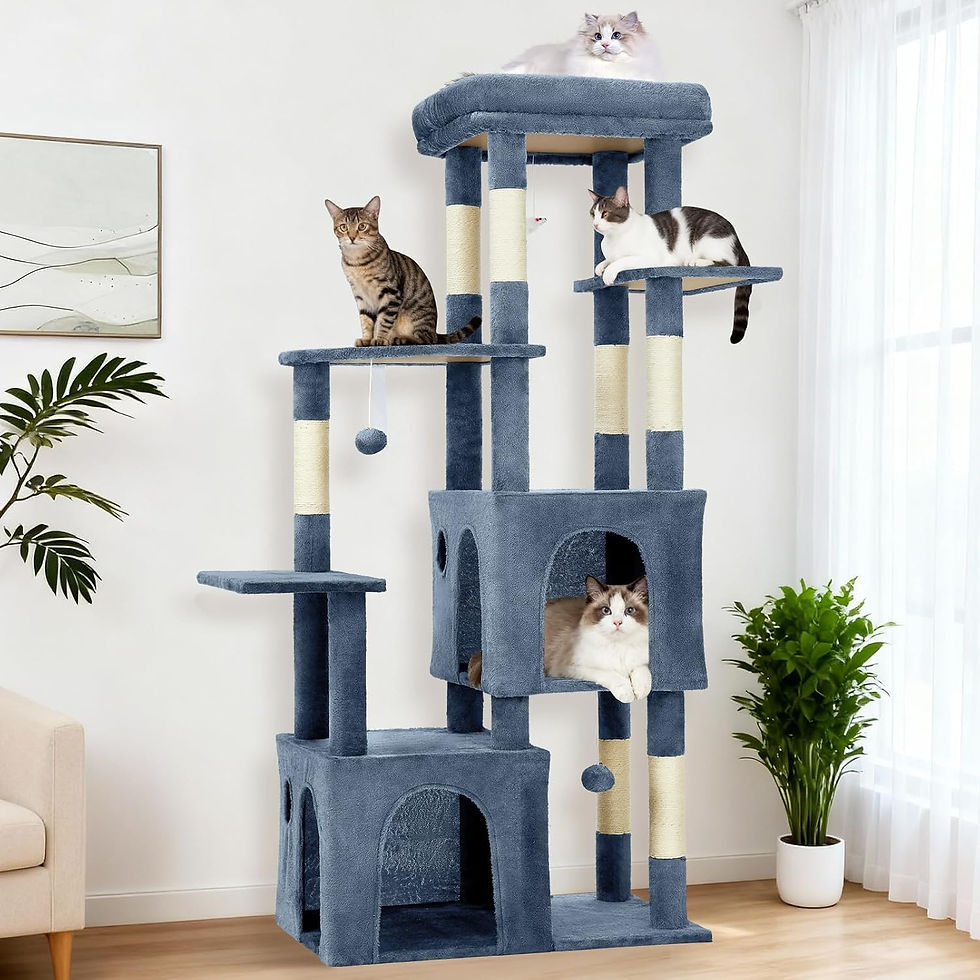 Thumbnail: 61 Inch Large Cat Tree Tower with 7 Scratching Posts 2 Cat Condos Top Perch Mult