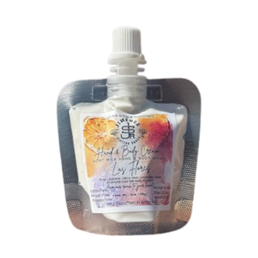 Las Flores Goat Milk Hand & Body Cream 2oz Travel Pouch
