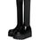 Thumbnail: Dolce & Gabbana Black Leather Jersey Knee High Boots Shoes