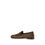 Thumbnail: Santoni Brown Calf Leather Bos Taurus Slip-On Loafers