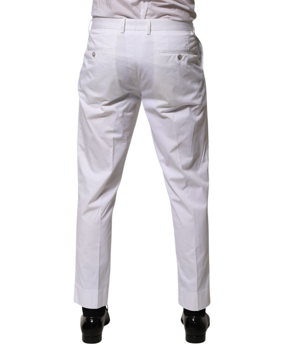 Thumbnail: Dolce & Gabbana White Cotton Dress Slim Formal Trouser Pants