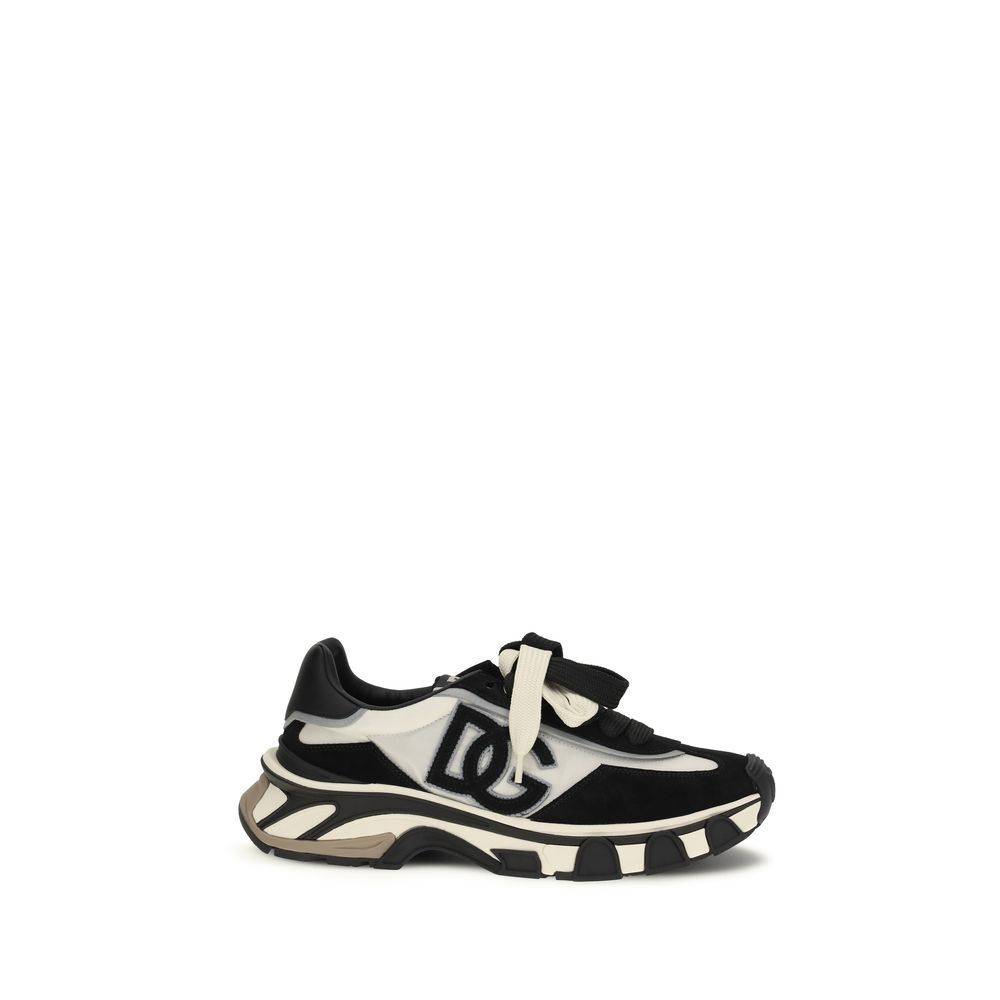 Dolce & Gabbana Black Calf Leather Bos Taurus Athletic Sneakers