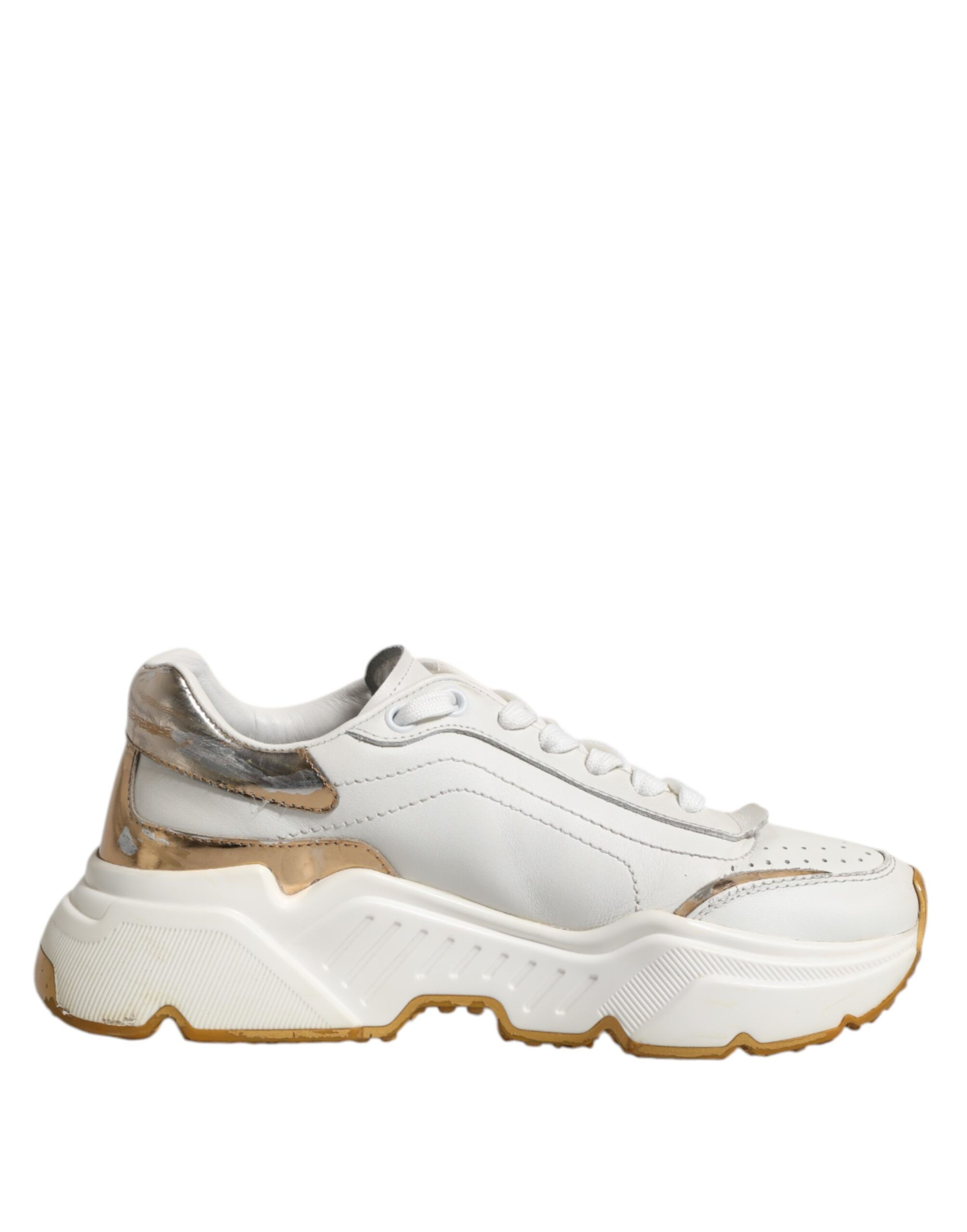Dolce & Gabbana White Gold Daymaster Low Top Sneakers Shoes