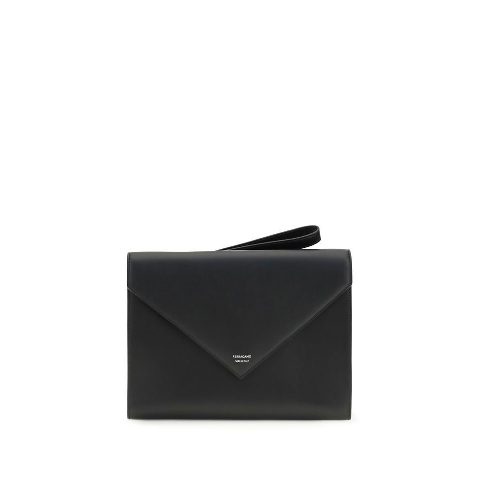 Ferragamo Black Calf Leather Bos Taurus Wallet