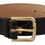 Thumbnail: Dolce & Gabbana Black Leather Gold Metal Logo Engraved Buckle Belt