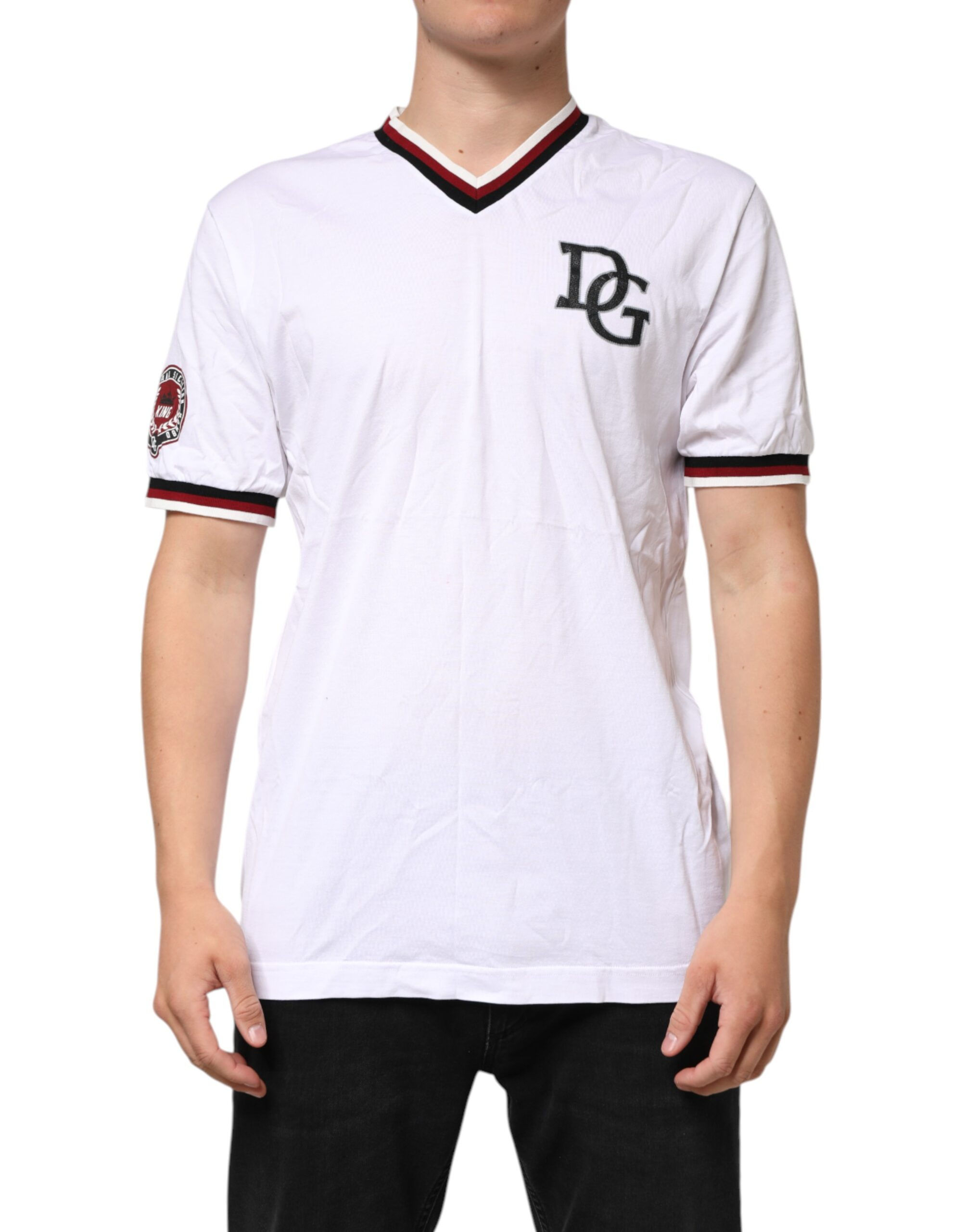 Dolce & Gabbana White #DGMillennials King Crown V-neck T-shirt