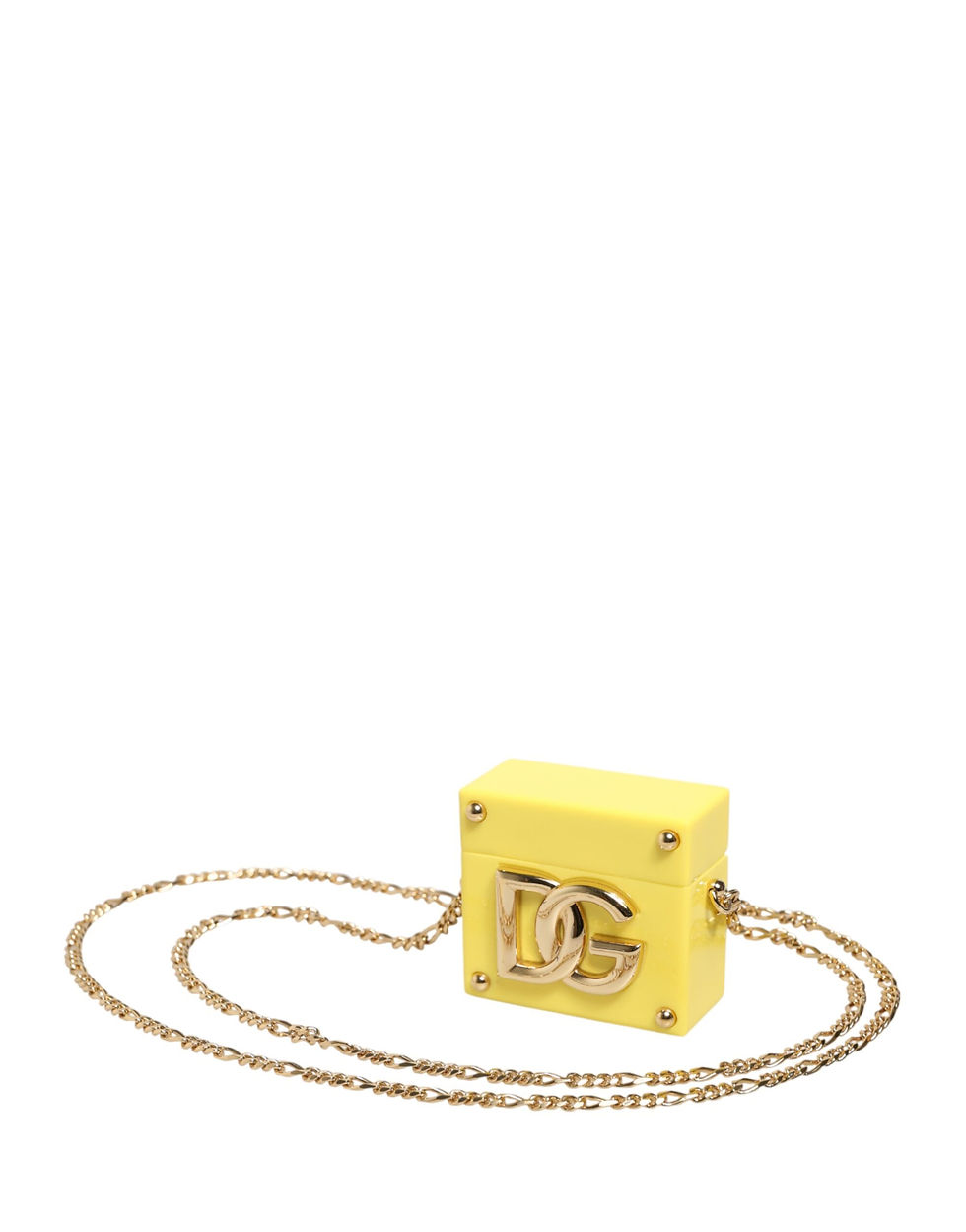 Thumbnail: Dolce & Gabbana Yellow DG Logo Plaque Cover Gold Chain Airpods Case